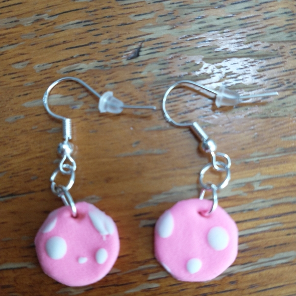 Circle Dangling Air Dry Clay Handmade Earrings 2 pairs - Picture 5 of 6